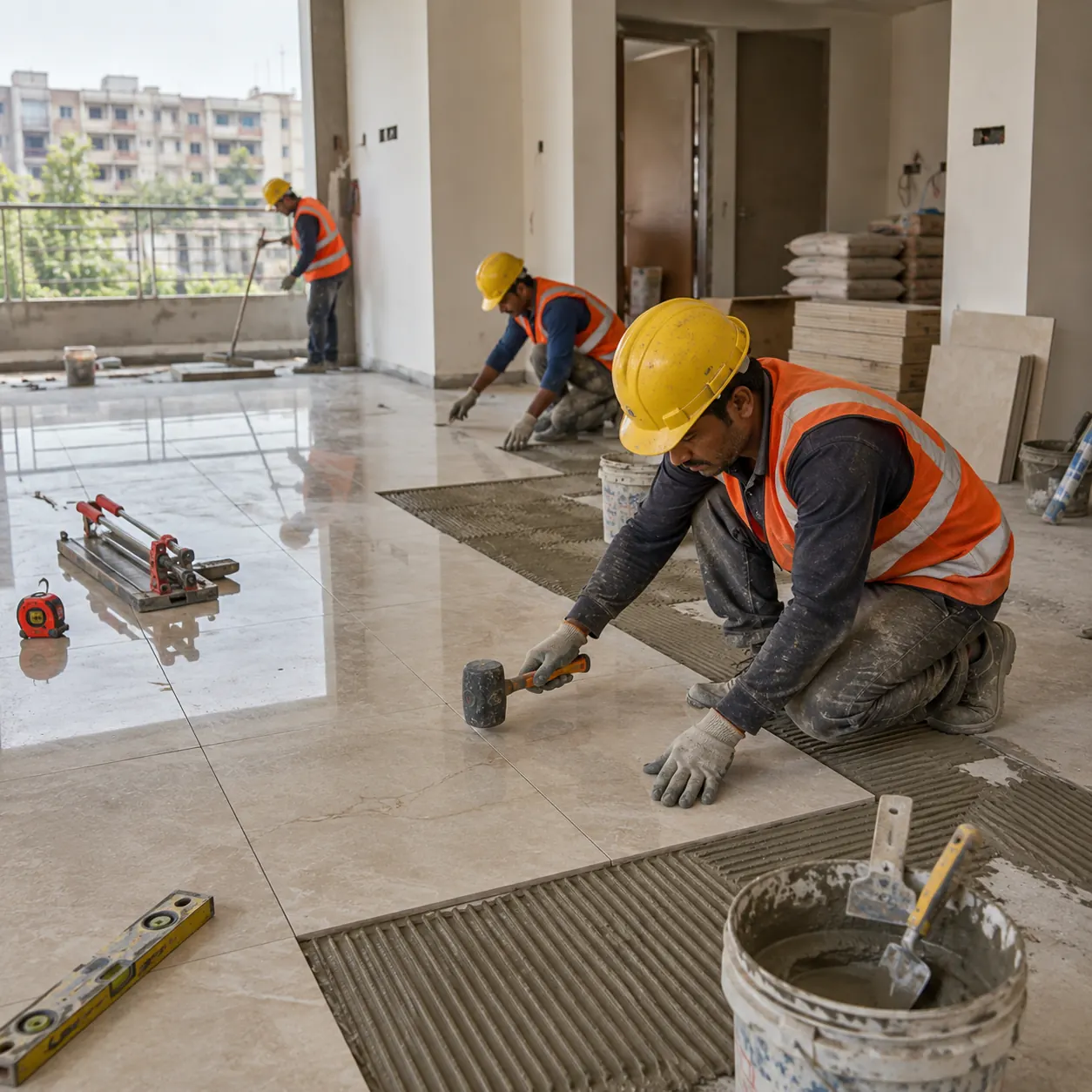 Flooring work installation